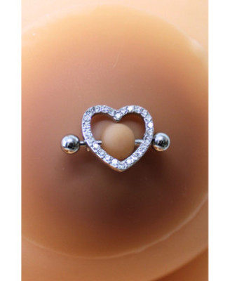 Paire de cache-tétons piercing barre coeur faux diamant peau métisse 